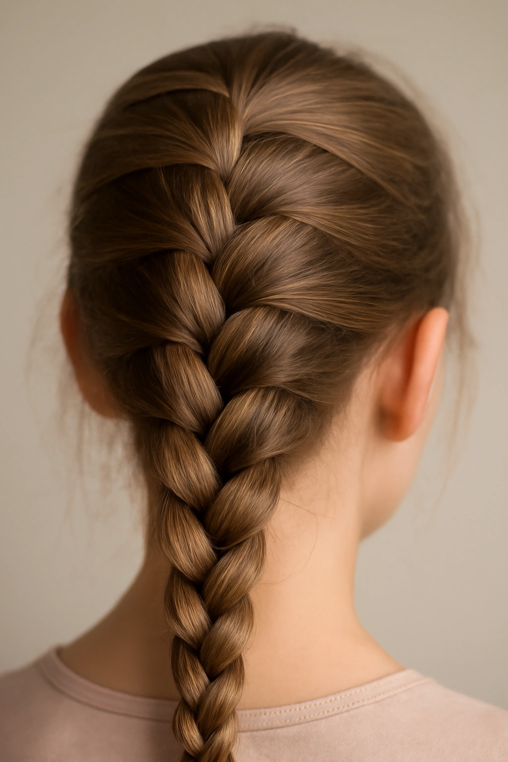 18 Kids Braid Styles That Work for School and Play 3 Close-up view of a French braid secured along the scalp on a child's head