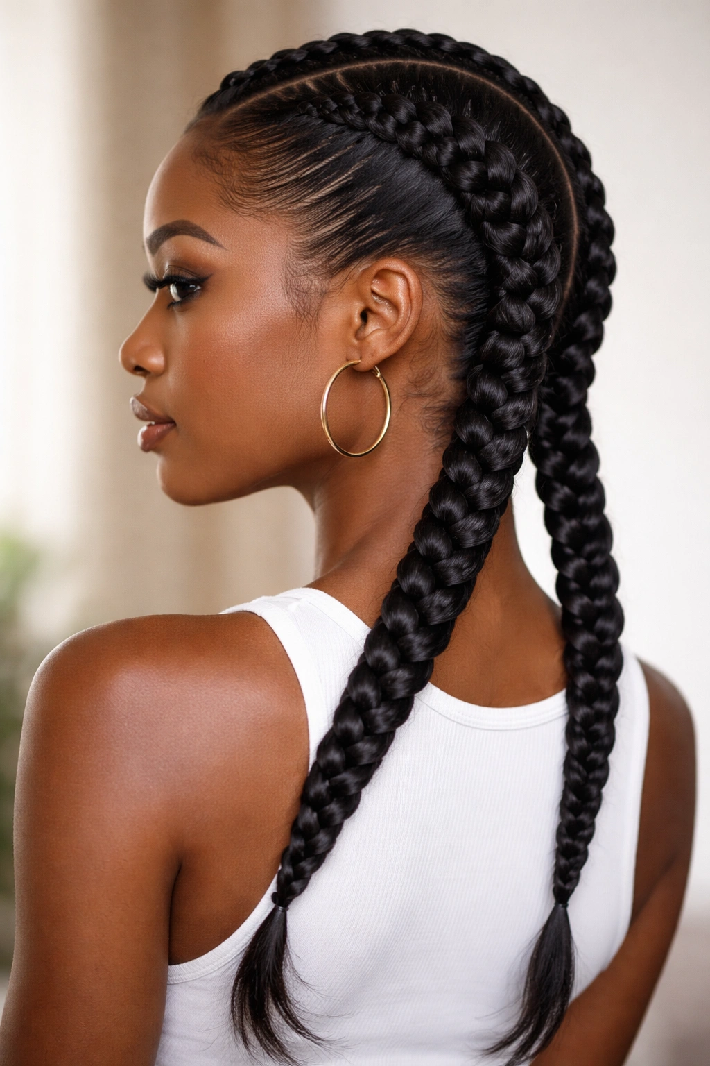25 Braided Hairstyles For Black Women To Bookmark 21 Close-up of a French braid along the scalp
