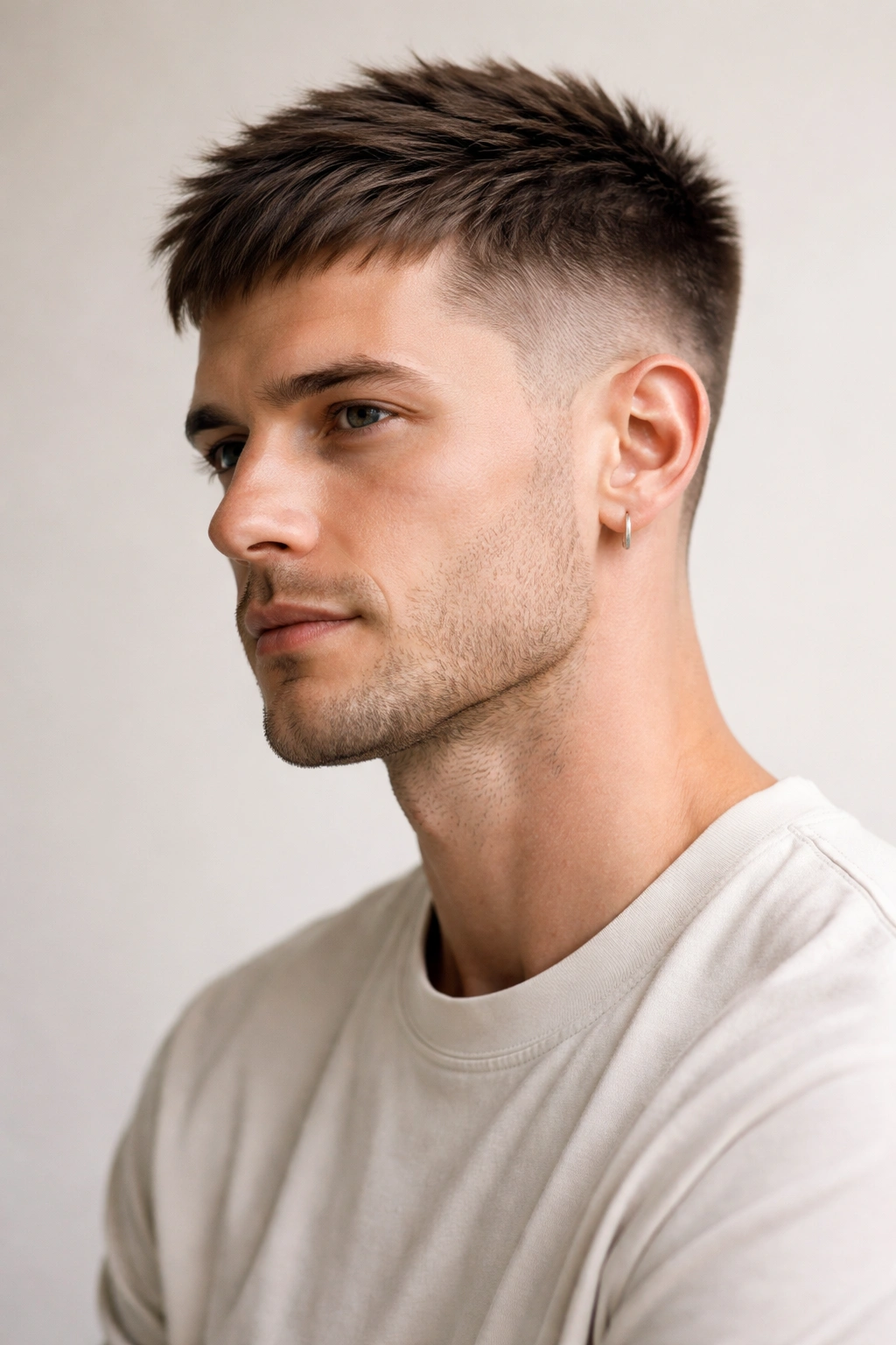 Going Super Short 15 Bold Haircuts To Consider 5 Portrait of The French Crop with short sides and lifted crown.