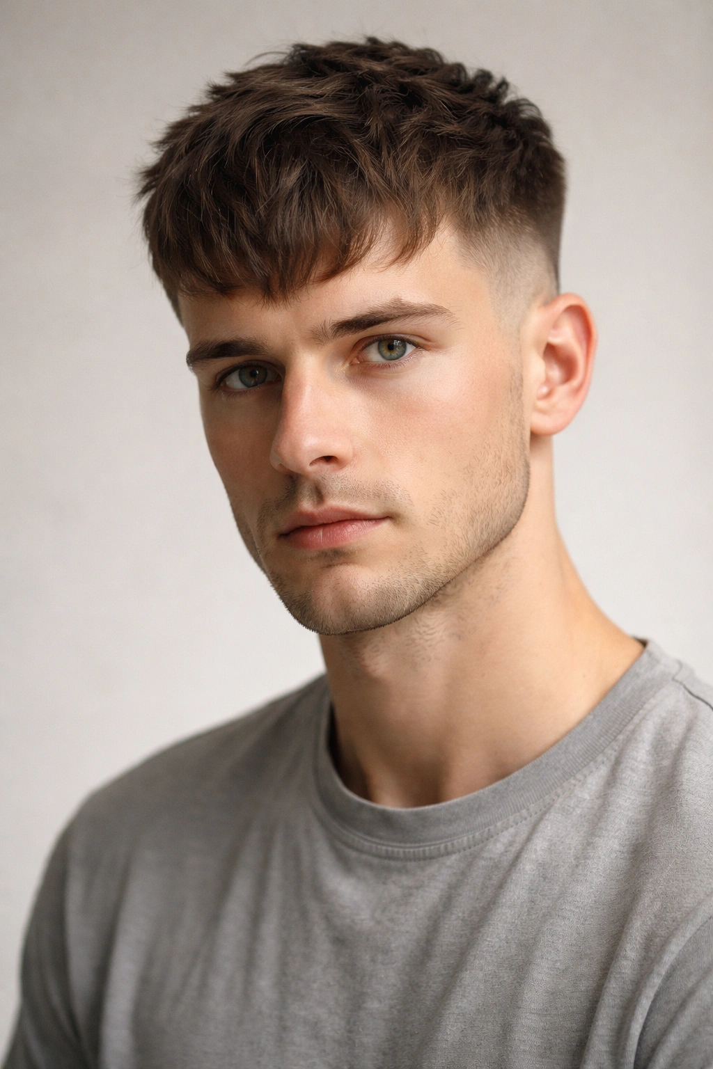 15 Short Haircuts That Balance Out A Longer Face 9 Close-up of French crop hairstyle with textured top and short sides
