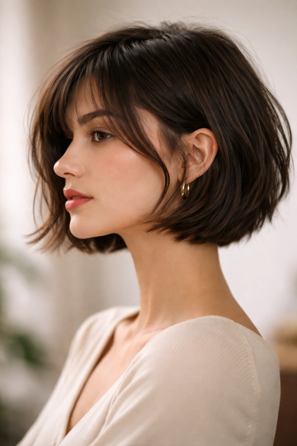 30 Short Haircuts Women Swear By And Rebook 3 French girl bob with jawline-length layers and undone texture
