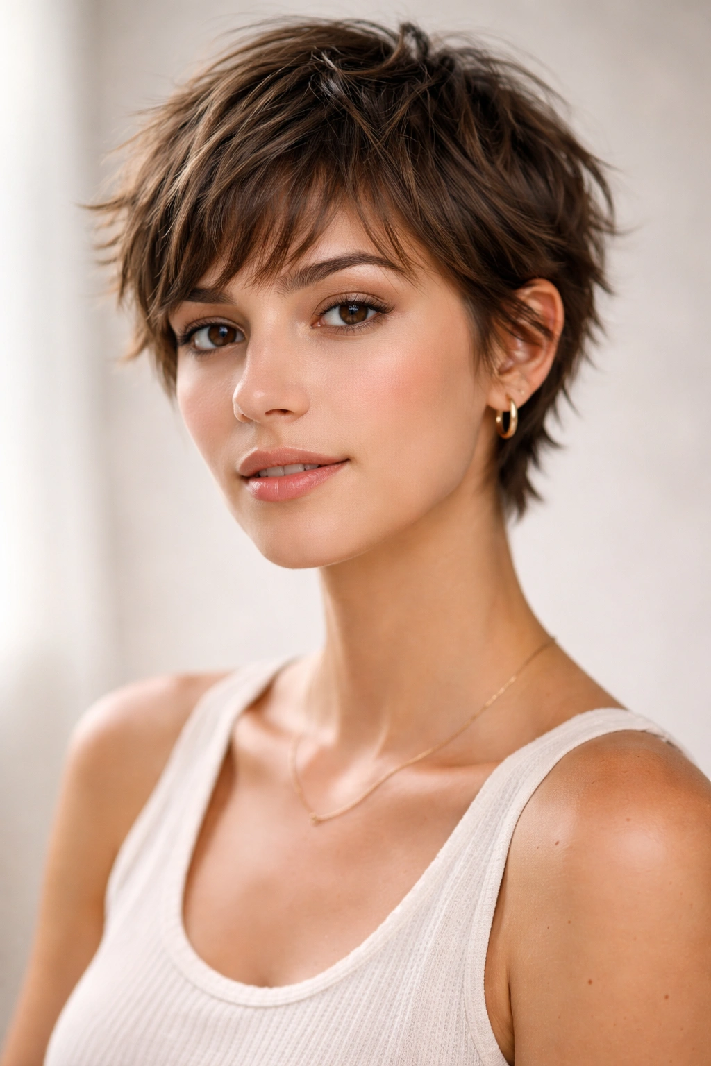 Textured French girl short cut with undone, natural texture