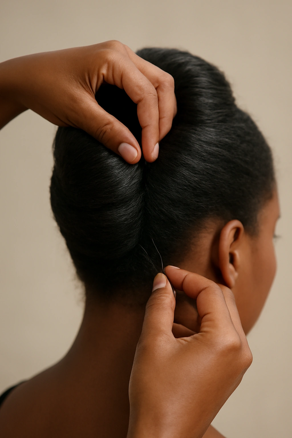 12 Elegant French Roll Updos Every Black Woman Needs 15 Hands adjusting a French roll to fix issues