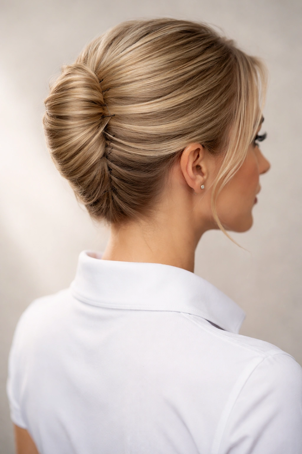 Elegant French twist secured with bobby pins