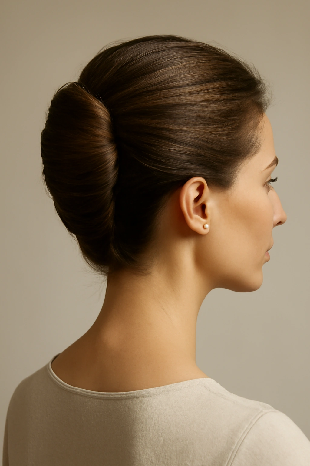 10 Elegant Updos for Weddings and Formal Events 1 Close-up of a classic French twist updo in a formal hairstyle