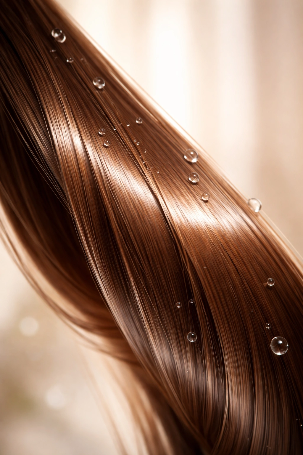 Smooth glossy hair strand illustrating effective frizz fixes