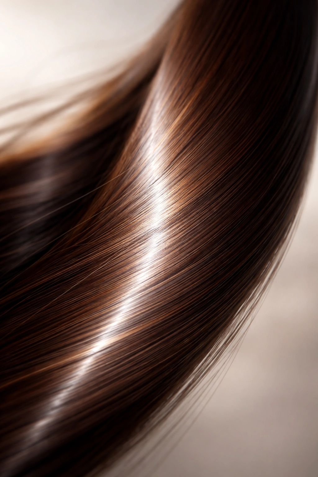 Hair strand with intense shine and smooth surface