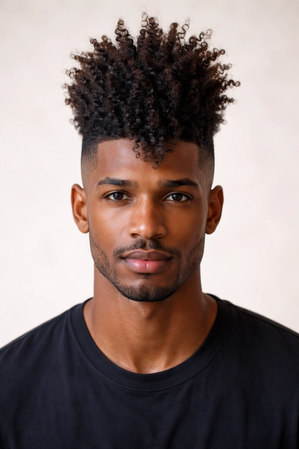 Bold frohawk with tapered sides and long center stripe.