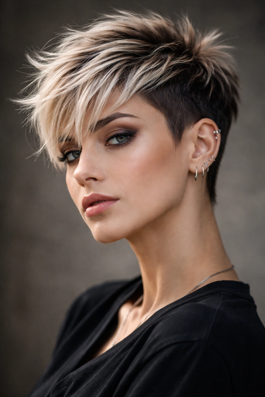 10 Edgy Pixie Cuts With Serious Attitude 4 Pixie with frosted bleached highlights on crown and textured pieces