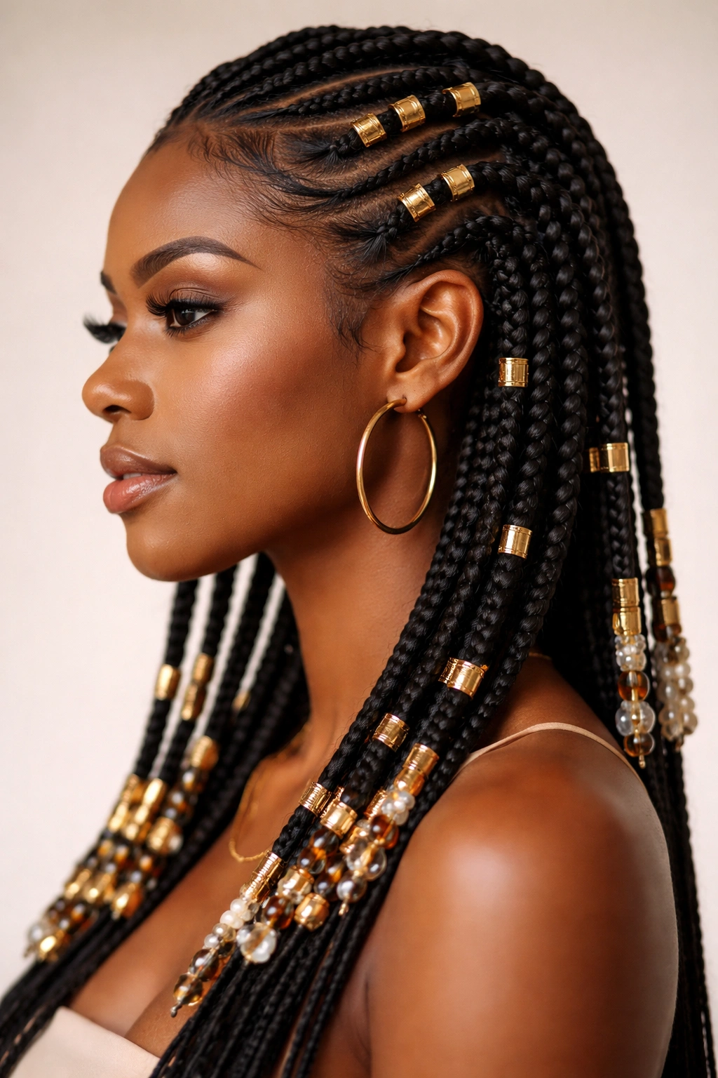 10 Beautiful Beaded Hairstyles For Black Women 6 Fulani braids with gold cuffs and beads