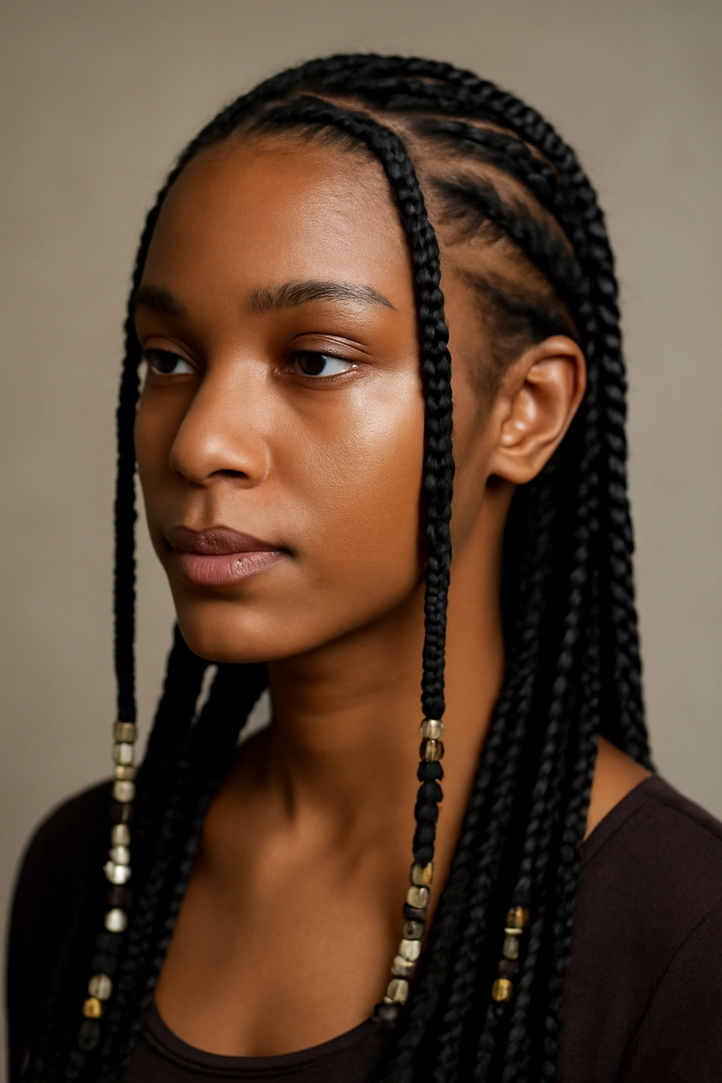 12 Protective Braids for Natural Hair to Bookmark 6 Close-up of Fulani braids framing the face with beaded cuffs