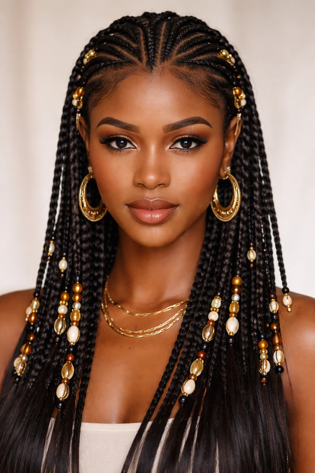 25 Braided Hairstyles For Black Women To Bookmark 6 Fulani braids with central braid and symmetrical side braids with beads
