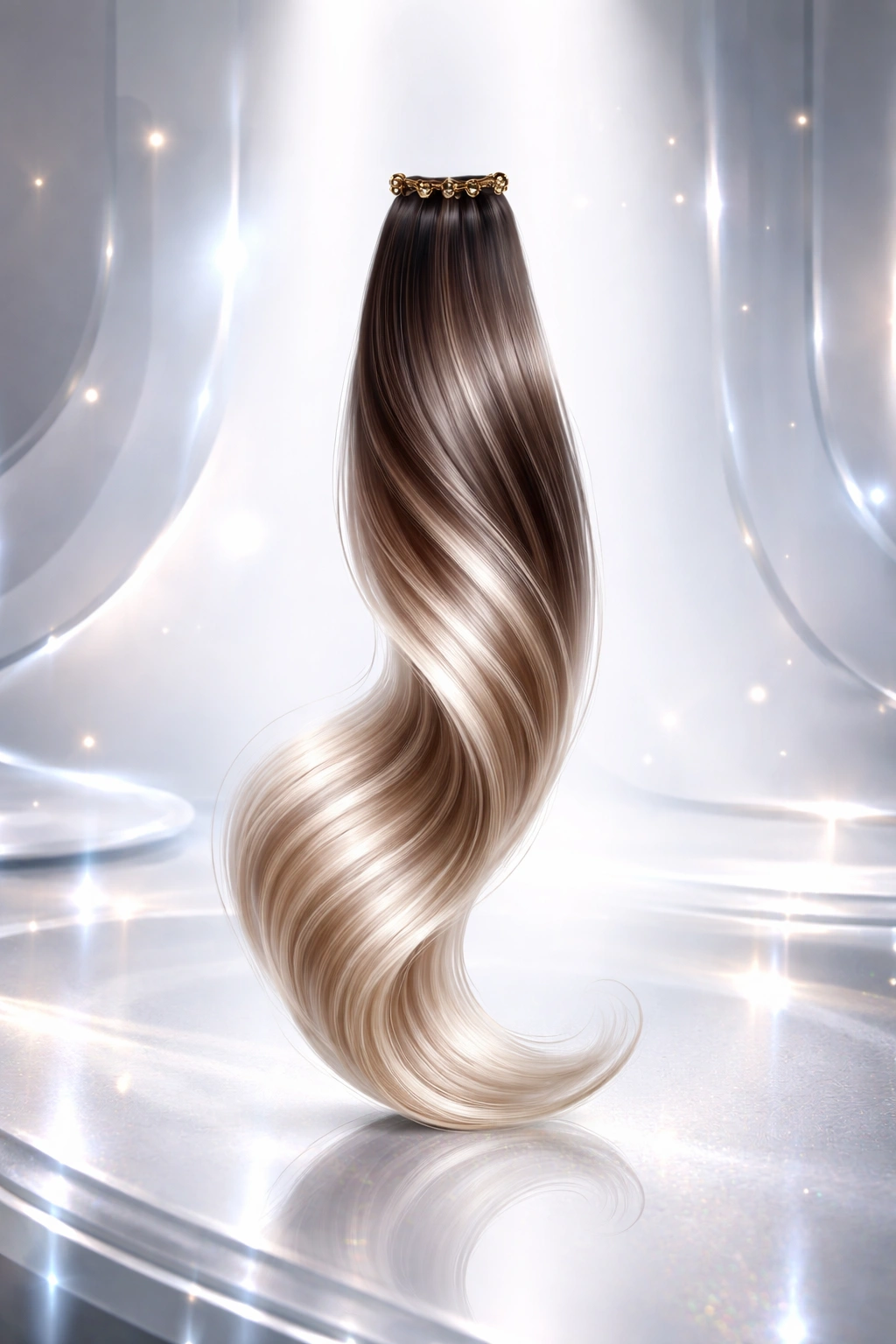 Futuristic hair extension concept with sleek hair strand