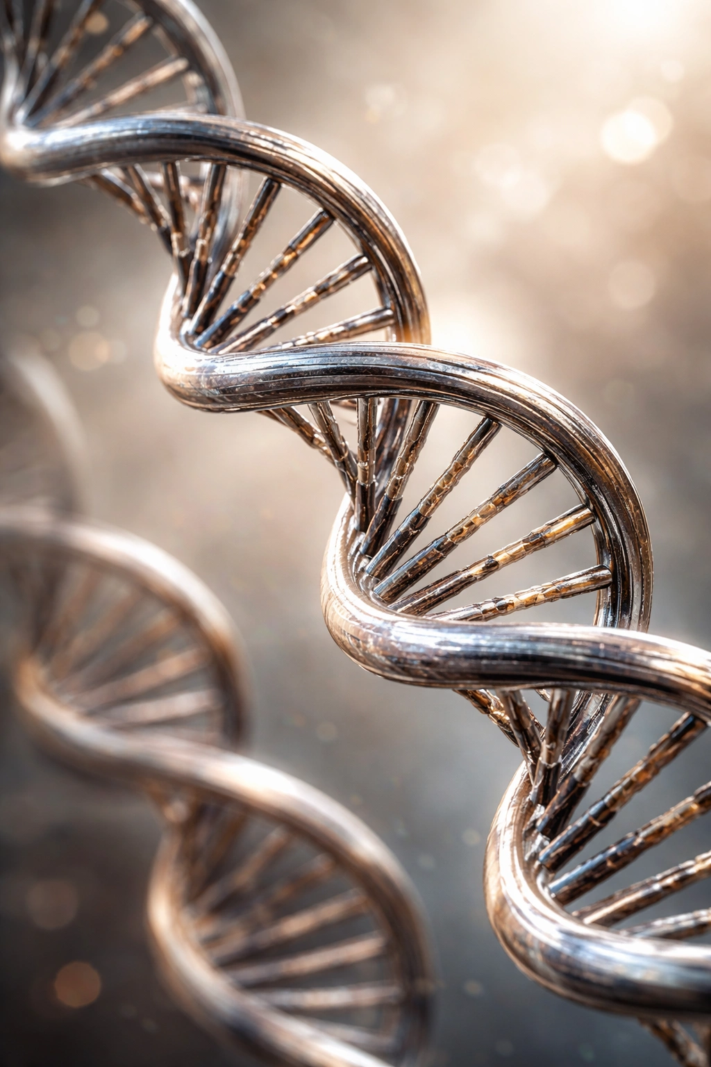 DNA double helix representing genetics and hair trait variation.