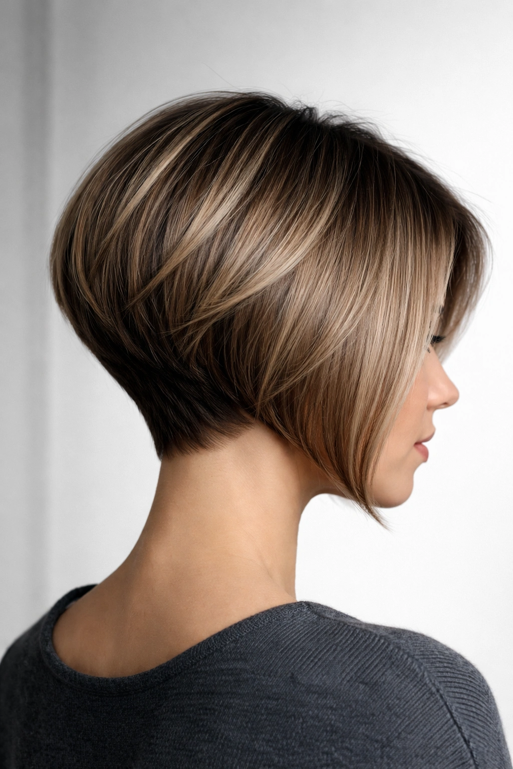 10 Short Inverted Bobs With Volume In The Back 10 Portrait of a geometric angled stacked inverted bob with crisp edges and height.