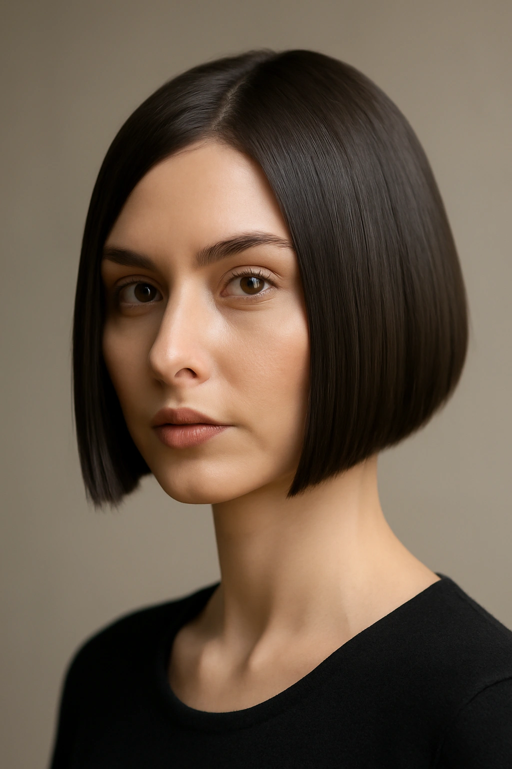 18 Short Bob Cuts For Fine And Thick Hair Alike 18 Model showcasing a geometric bob with sharp, precise lines