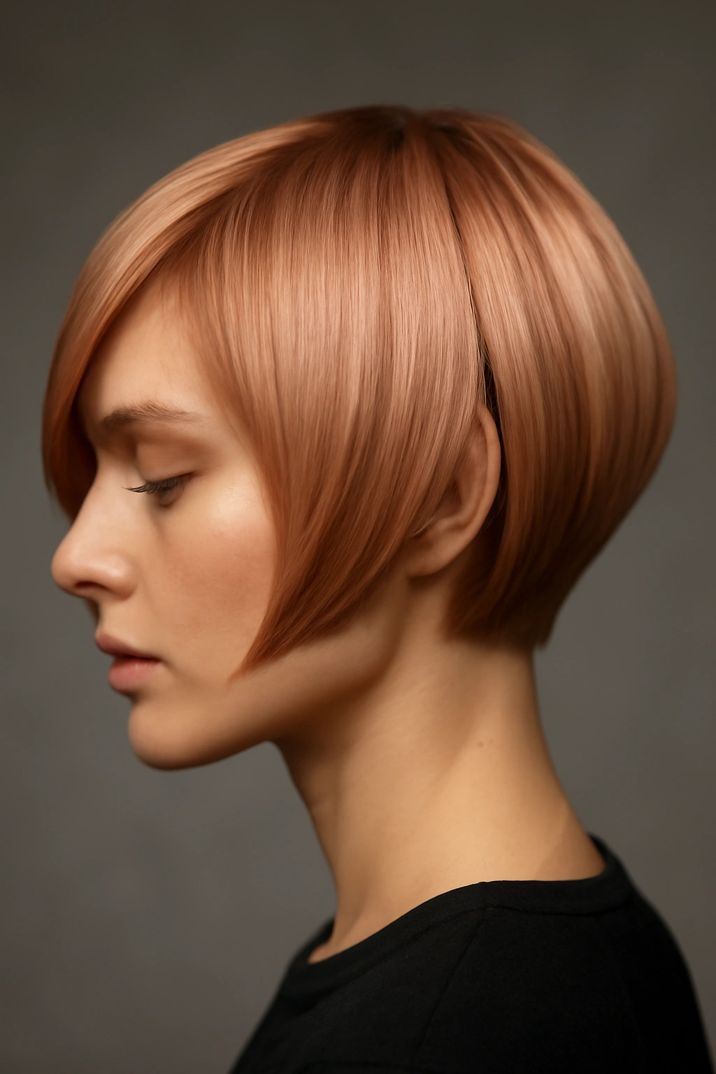 15 Short Haircut and Color Combos Worth Trying Together 9 Geometric cut with rose gold hair