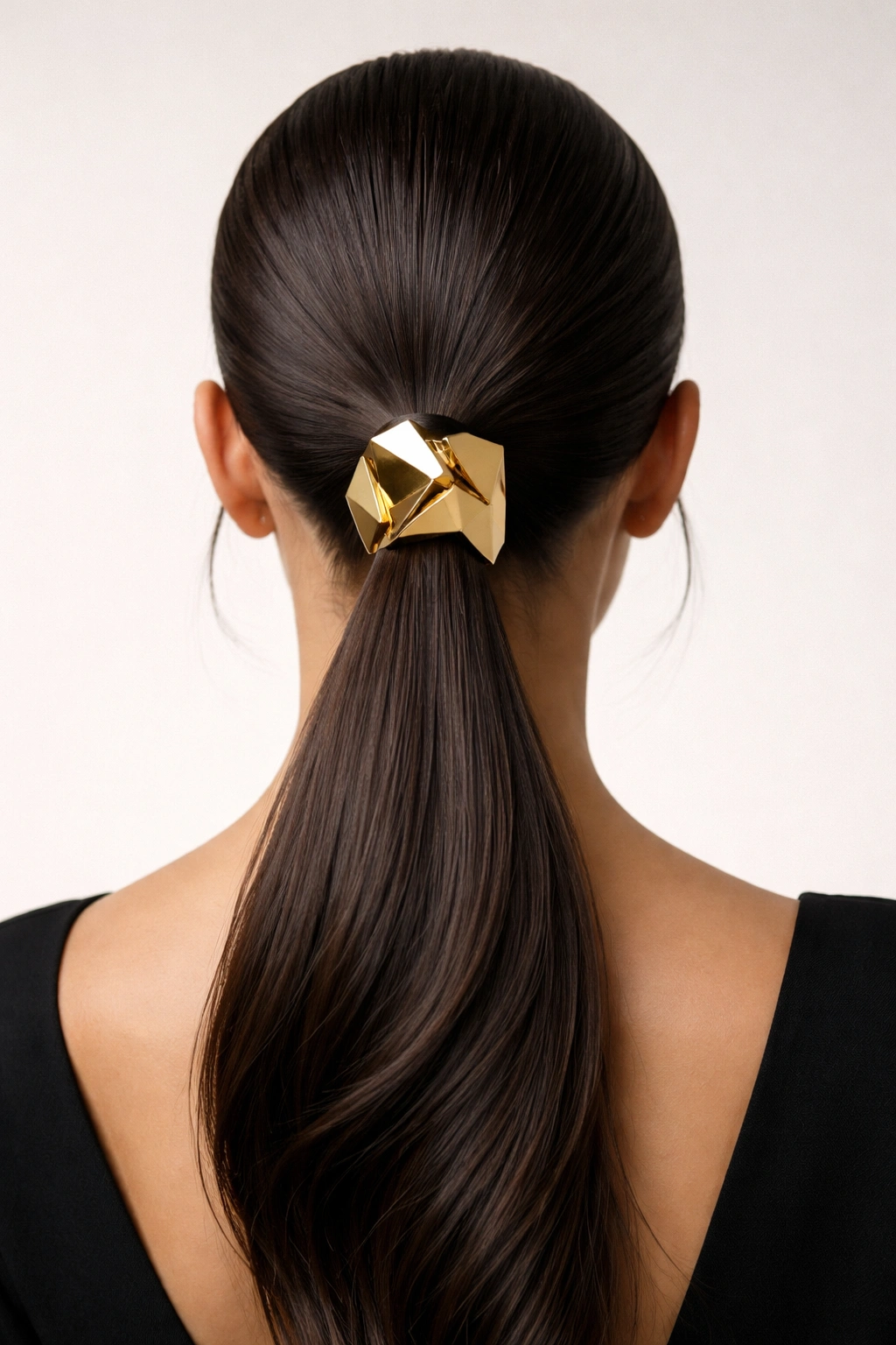 25 Slick Back Ponytail Styles for a Chic, Polished Look 15 Slicked ponytail with geometric clip accessory