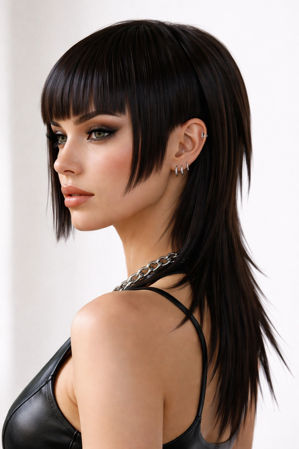 20 Flattering Mullet Cuts Women Are Requesting 9 Portrait of a woman with a razor-sharp geometric mullet showing precise line work and sectioning