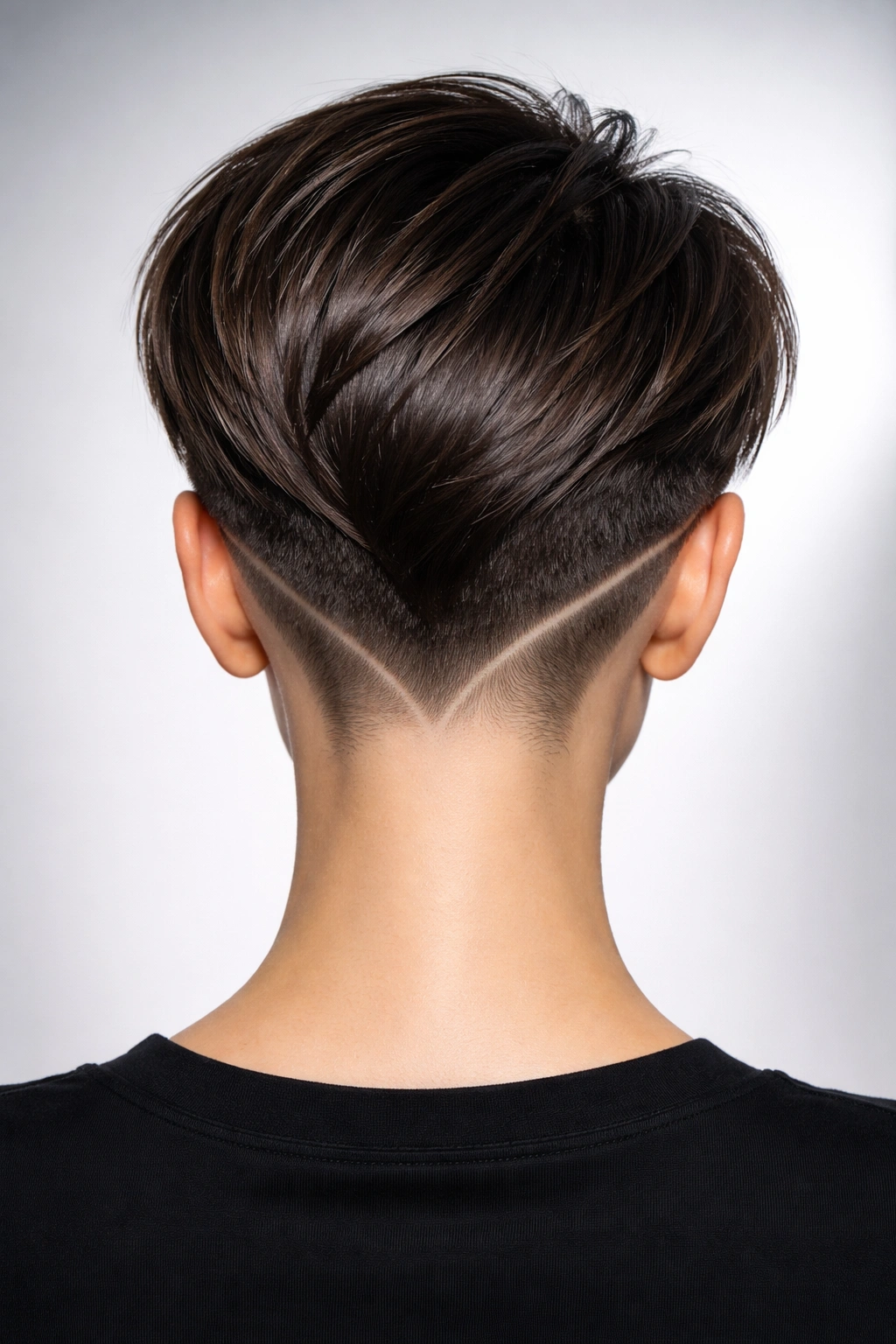 Back view of Geometric Pixie with Sharp Lines showing crisp geometry