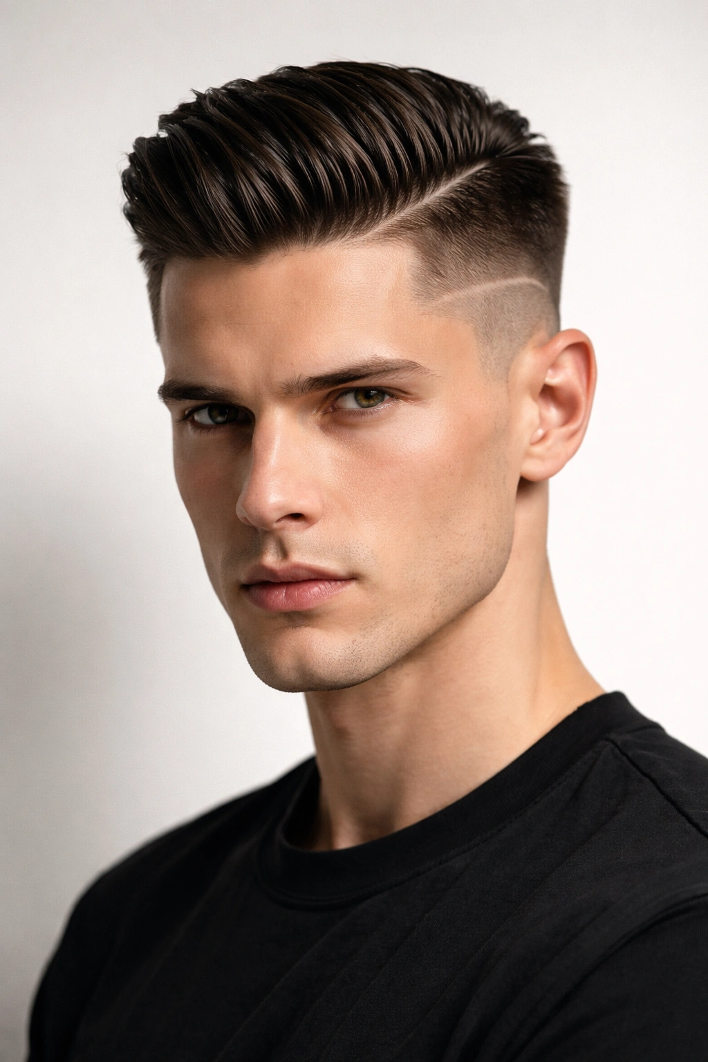 Geometric undercut with sharp slicked-back style