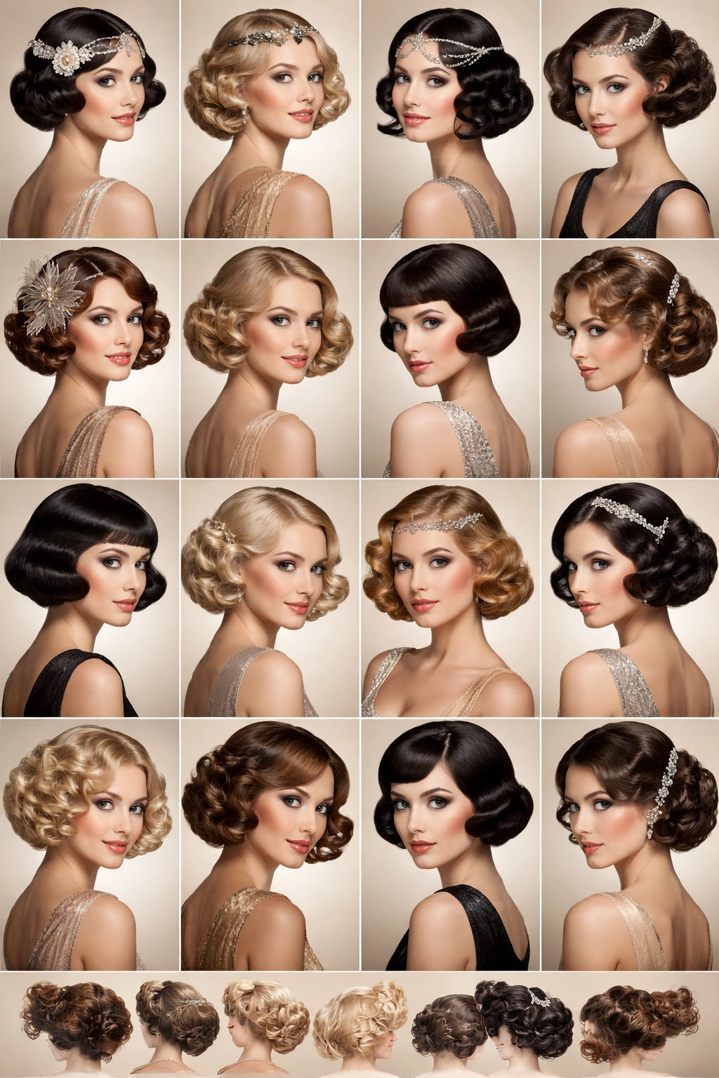 Montage of silhouettes showing iconic 1920s hairstyles.