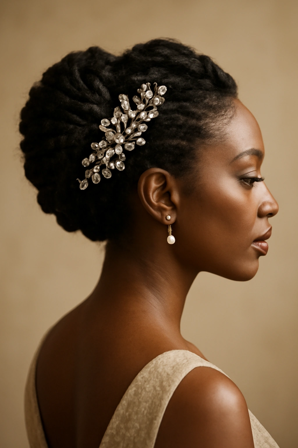 10 Stunning Wedding Guest Hairstyles for Black Women 6 Glamorous updo adorned with tasteful accessories for wedding guest look