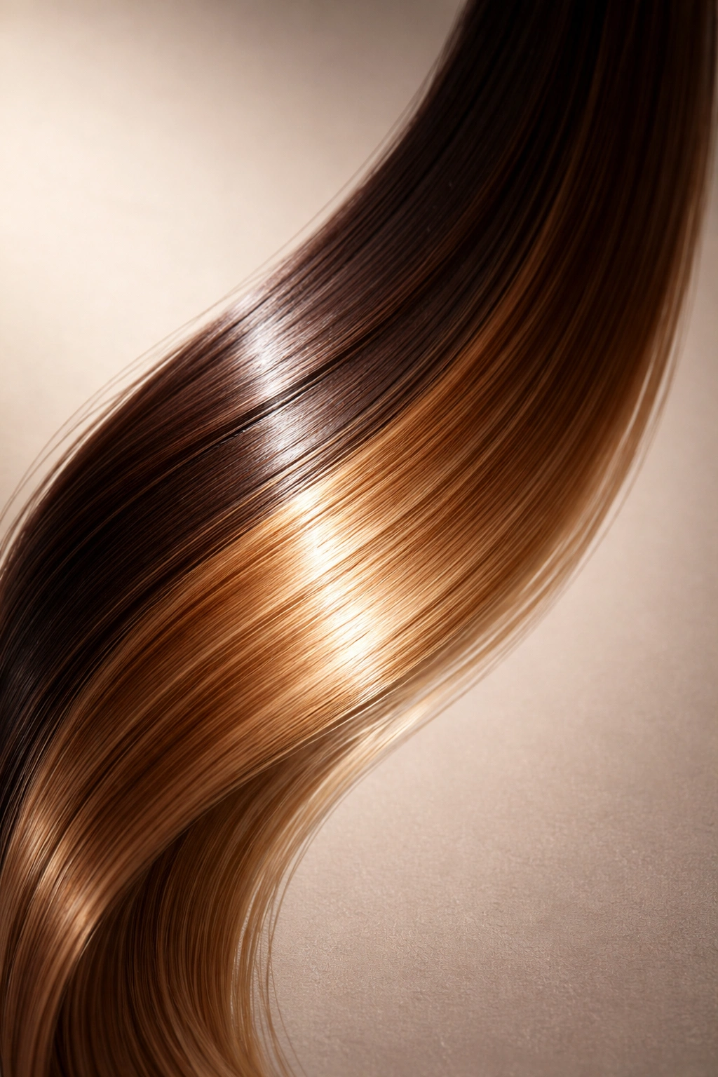 Hair strand showing gloss fading along its length