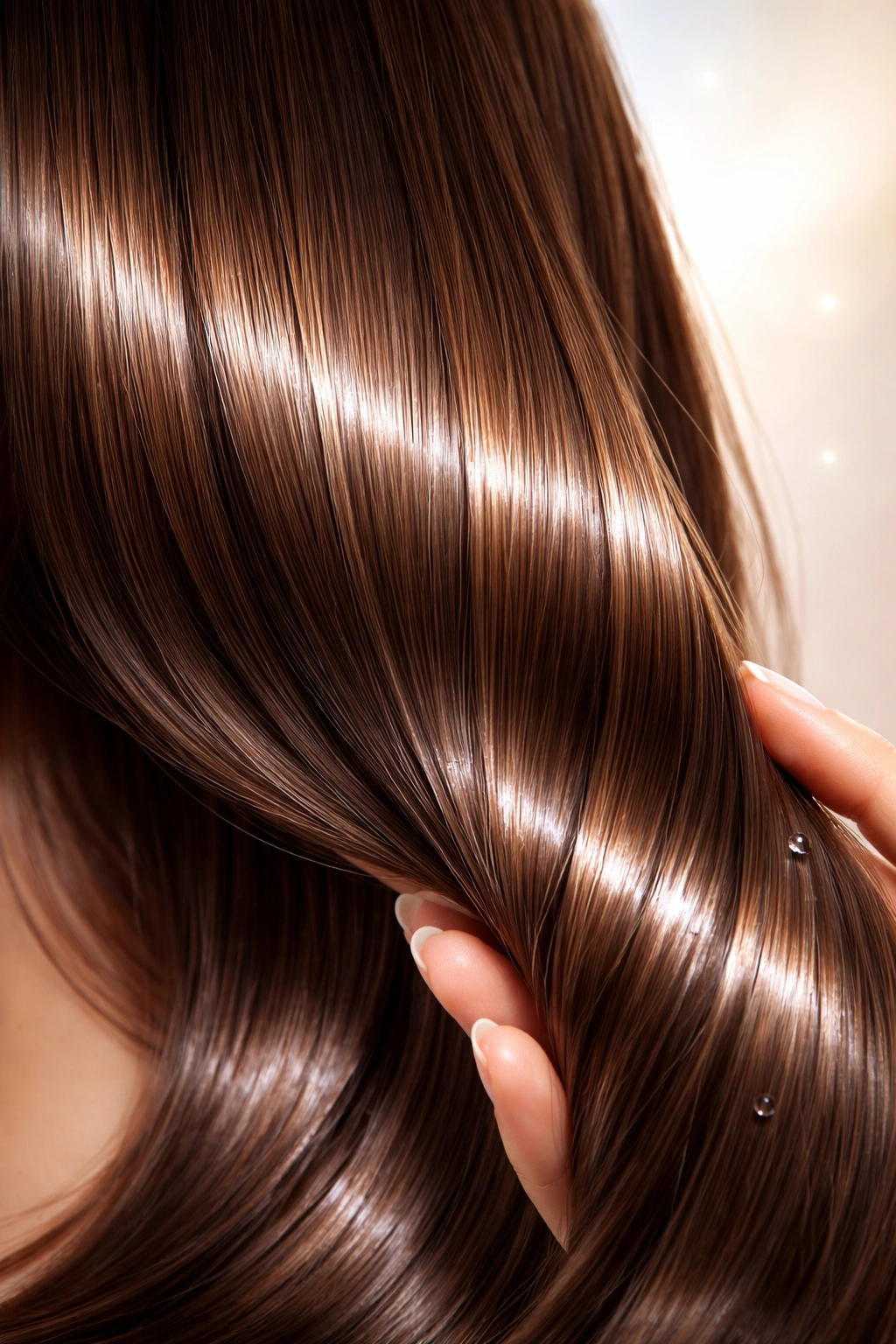 Healthy looking glossy hair strand with shine