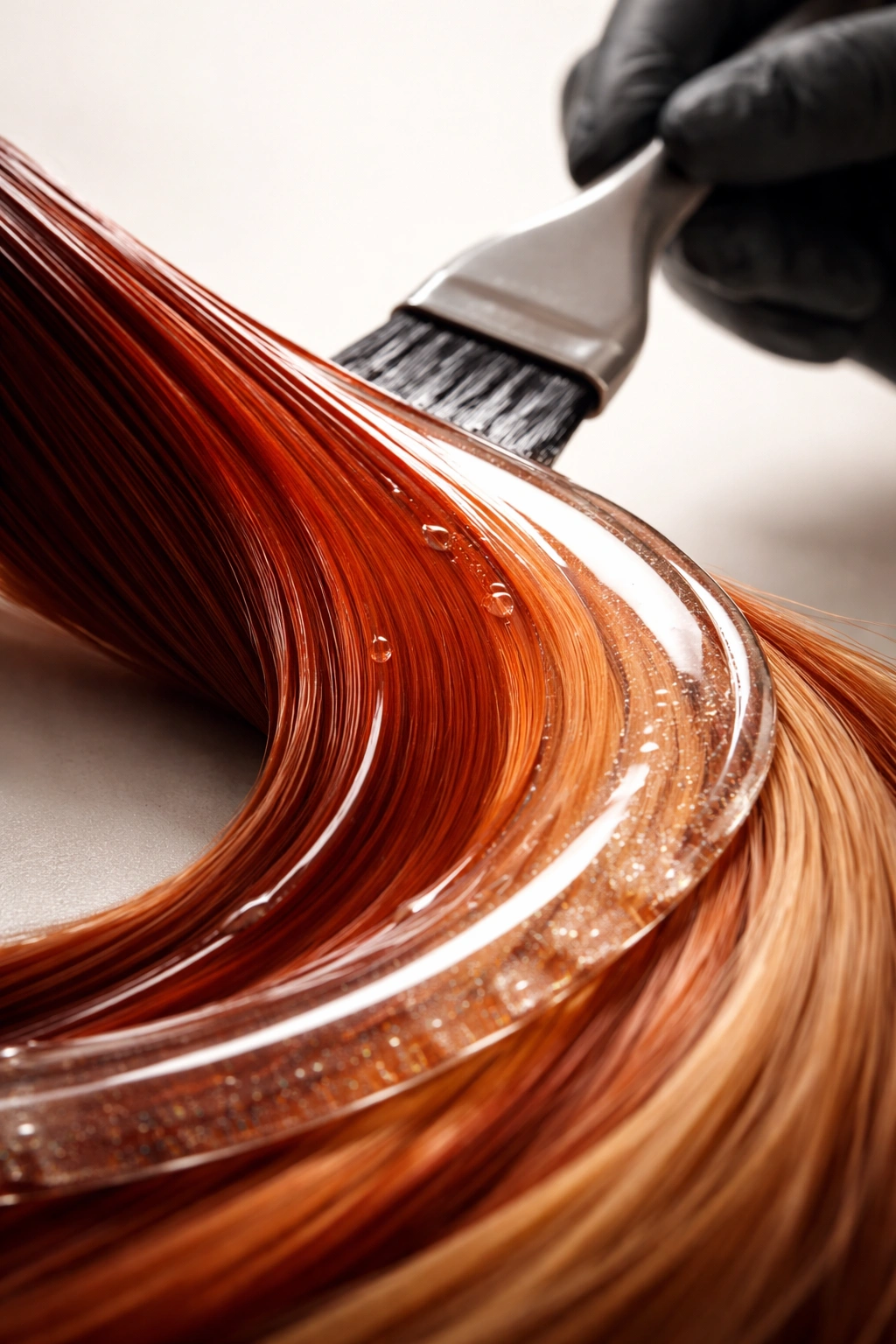Hair strand with translucent gloss layer reflecting light