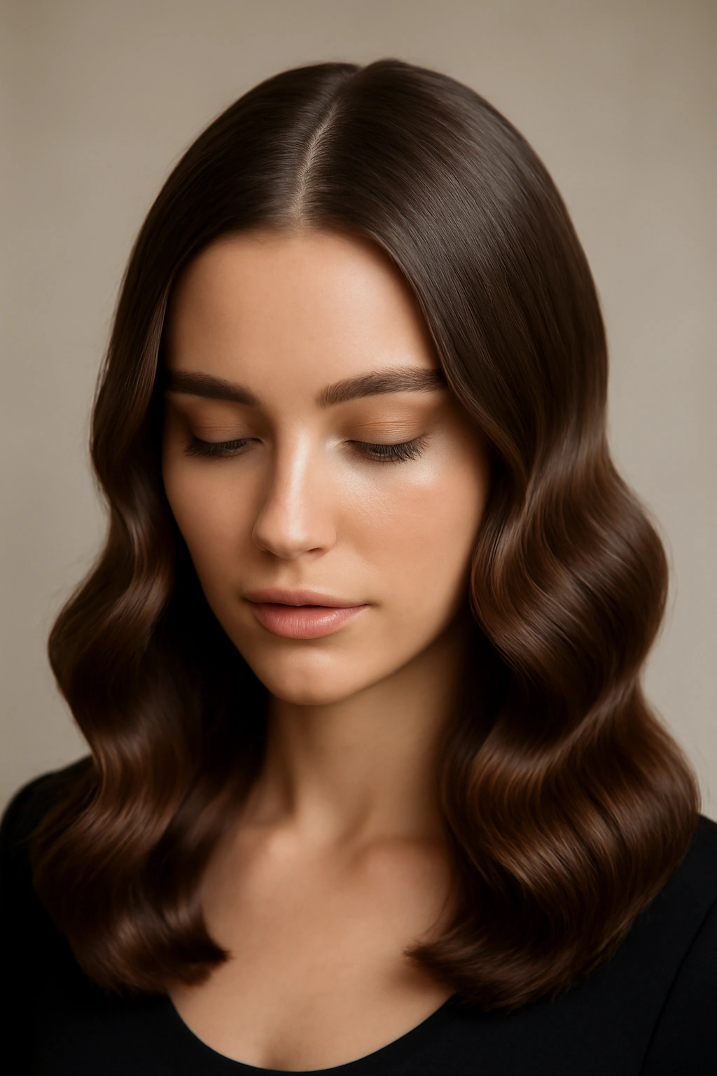 12 Adorable Homecoming Hairstyles for Medium Hair 6 Center-part with glossy waves in a sleek style