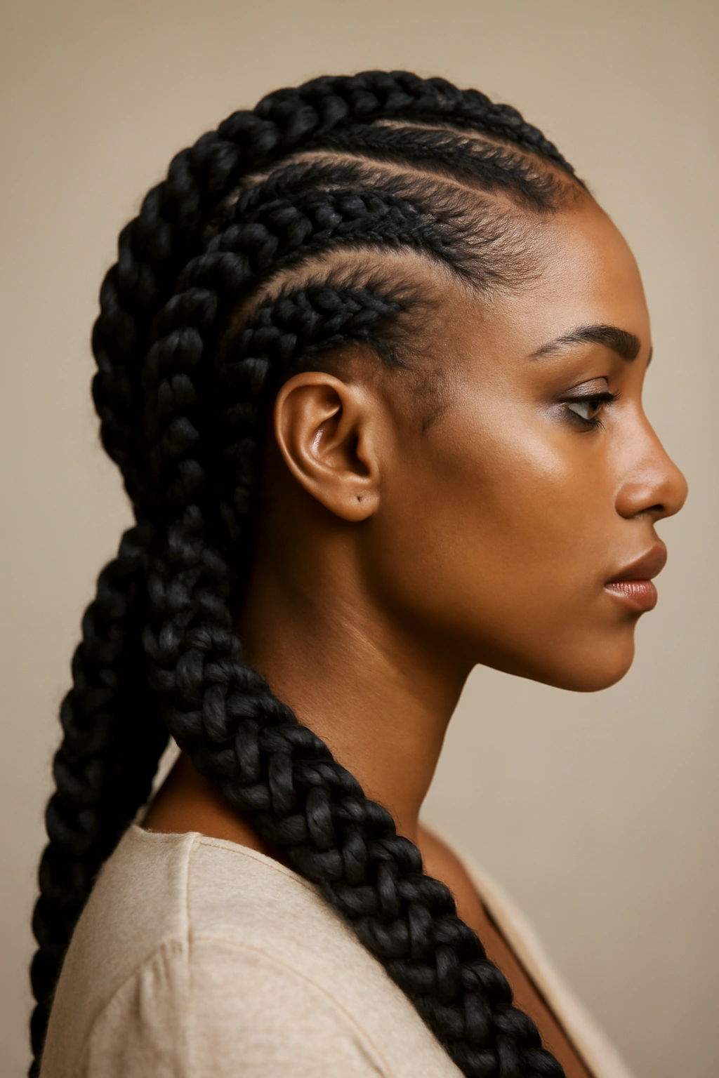 10 Stunning Wedding Guest Hairstyles for Black Women 9 Thick goddess braids along the sides and back of the head on textured Black hair