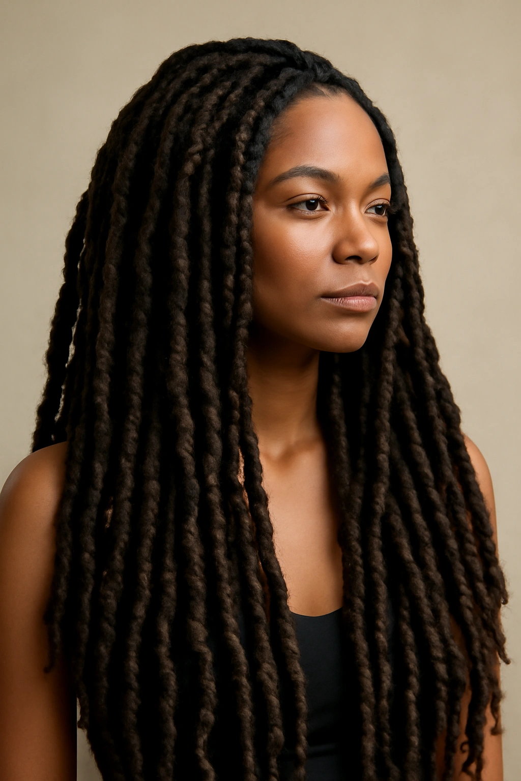 18 Dreadlock Styles Sorted From Short to Long 11 Goddess locs with chunky braided texture and added length
