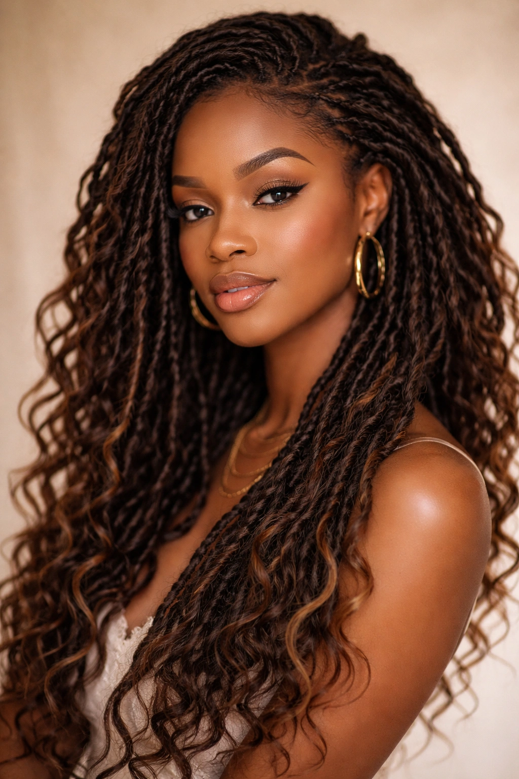 25 Natural Hairstyles Black Women Are Rocking Now 11 Goddess locs with thick, flowing waves around the head