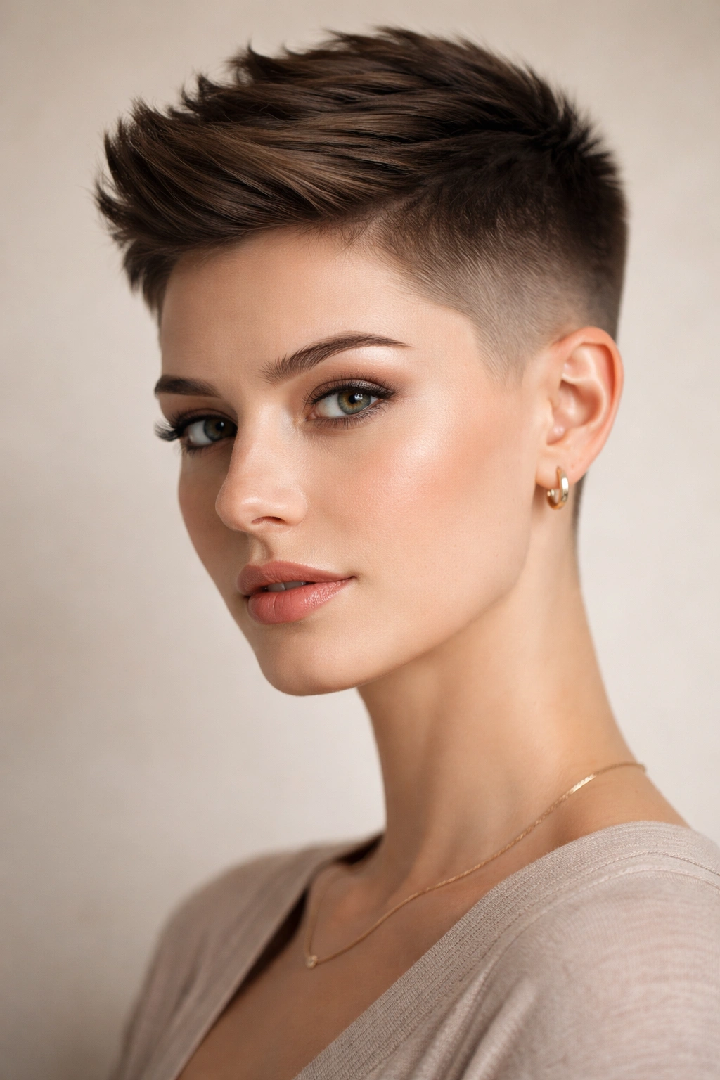 30 Short Haircuts Women Swear By And Rebook 15 Model with a sharp gradient crop showing a seamless fade from sides to top