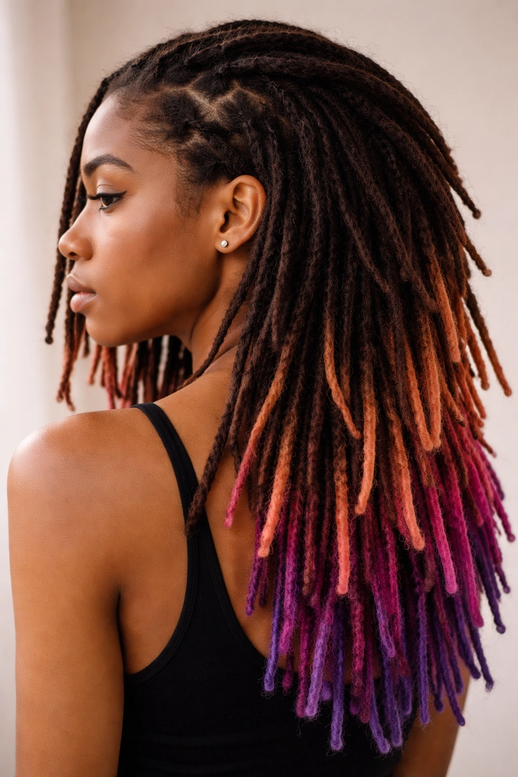 10 Mullet Loc Styles That Look Absolutely Stunning 8 Back mullet locs with colored tips gradient against natural roots