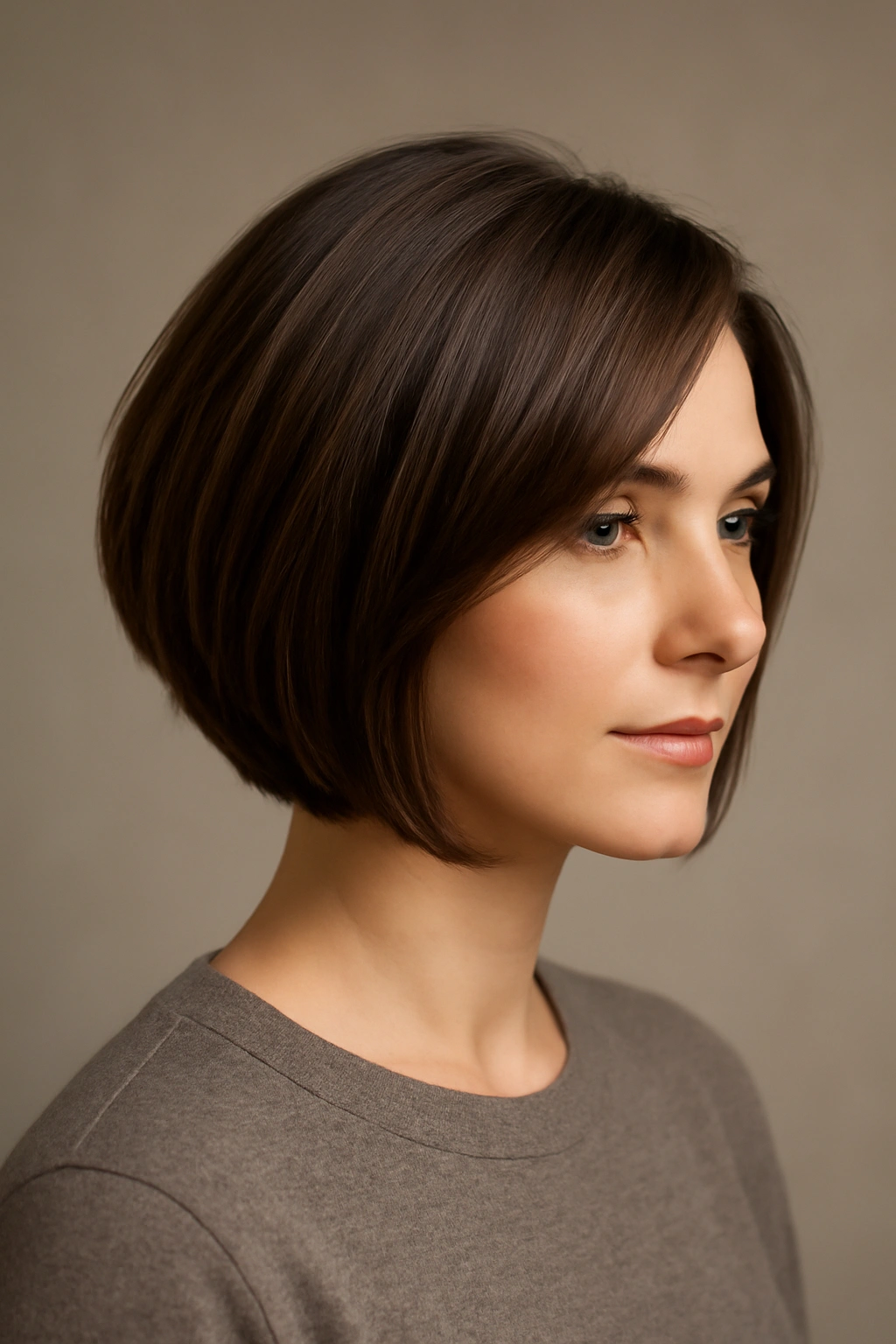 Woman with a graduated bob showing shorter back and longer front