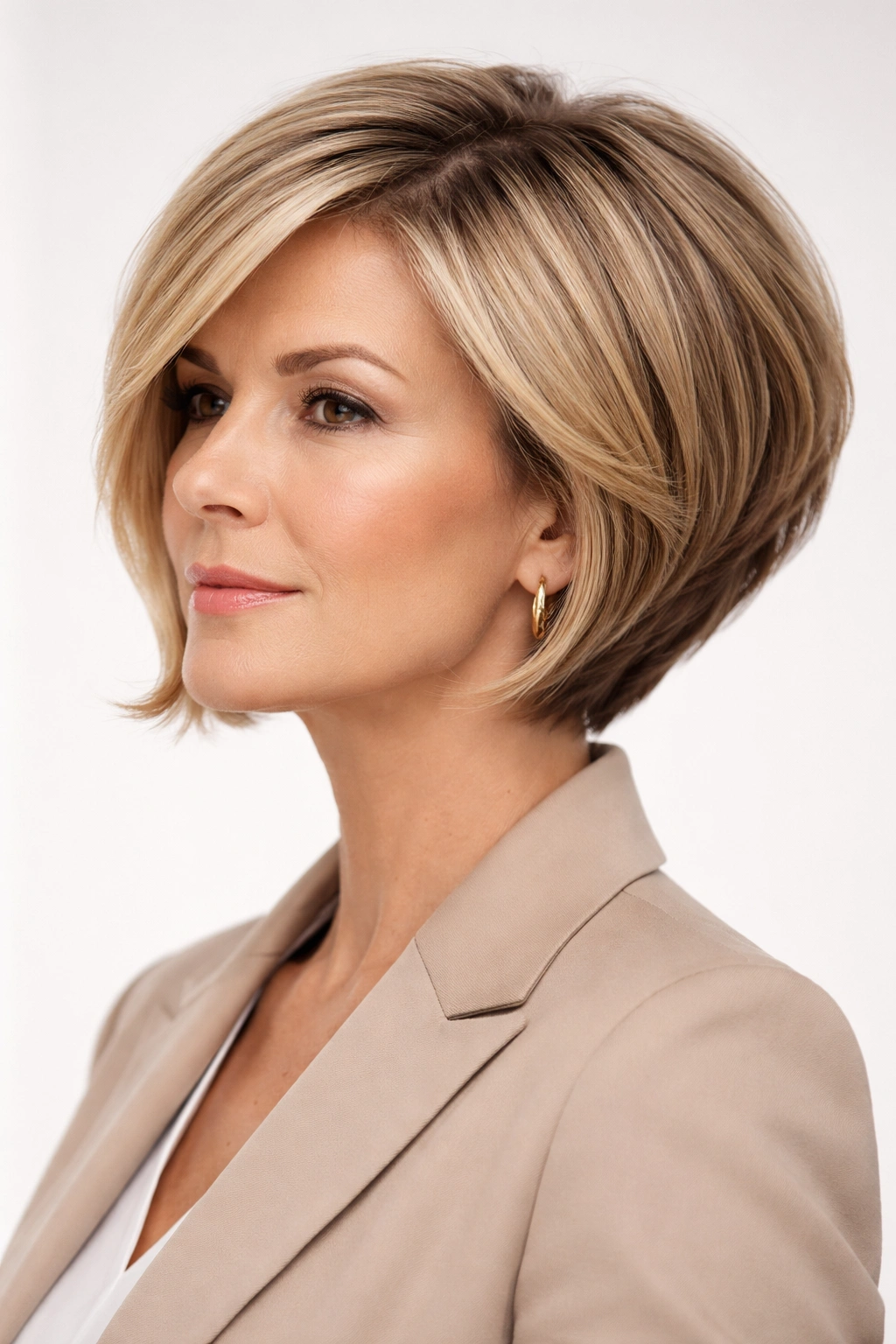 Portrait of a graduated bob with stacked back and longer front