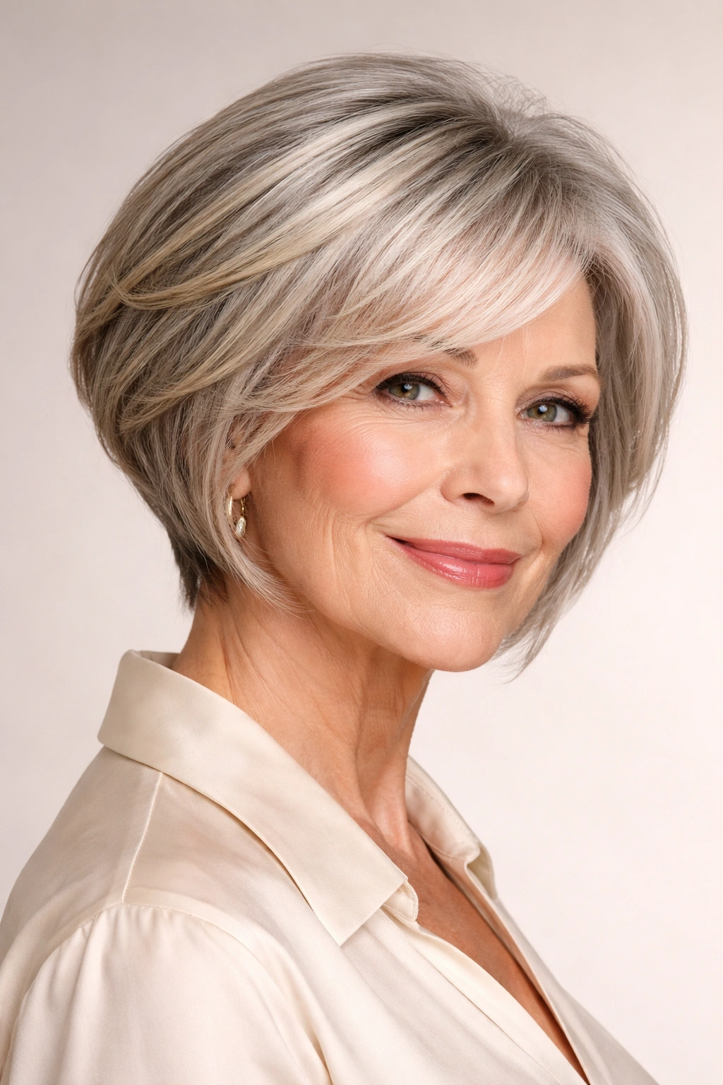 Graduated bob with short back silhouette on woman