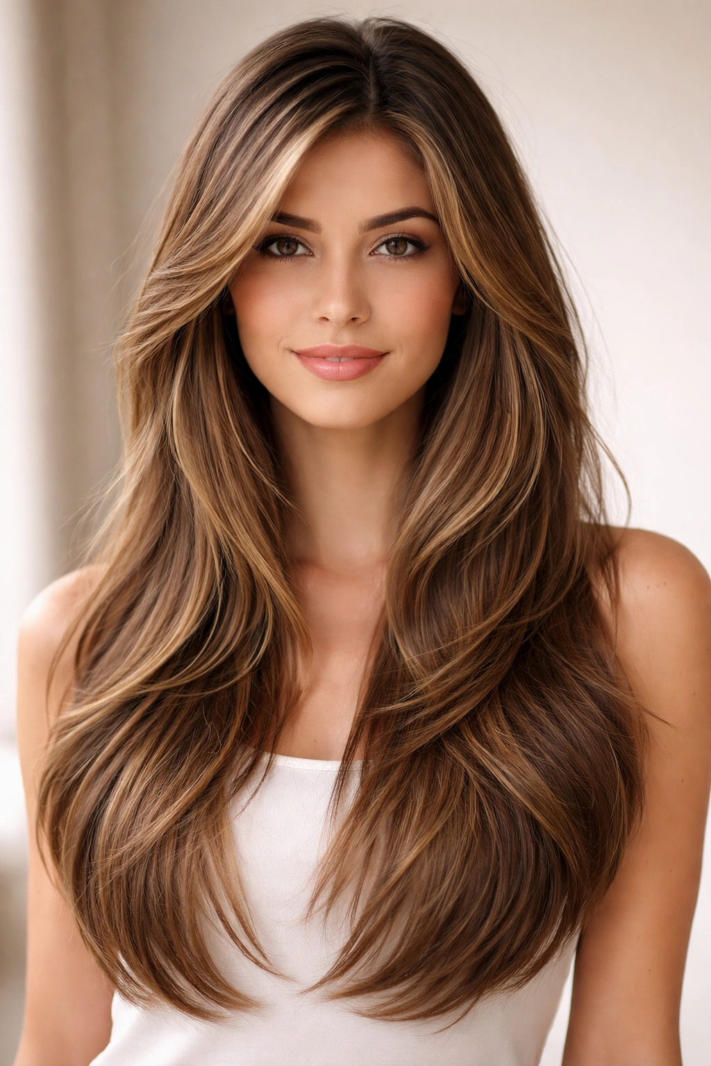 Gradated long layers from crown to ends with seamless transition