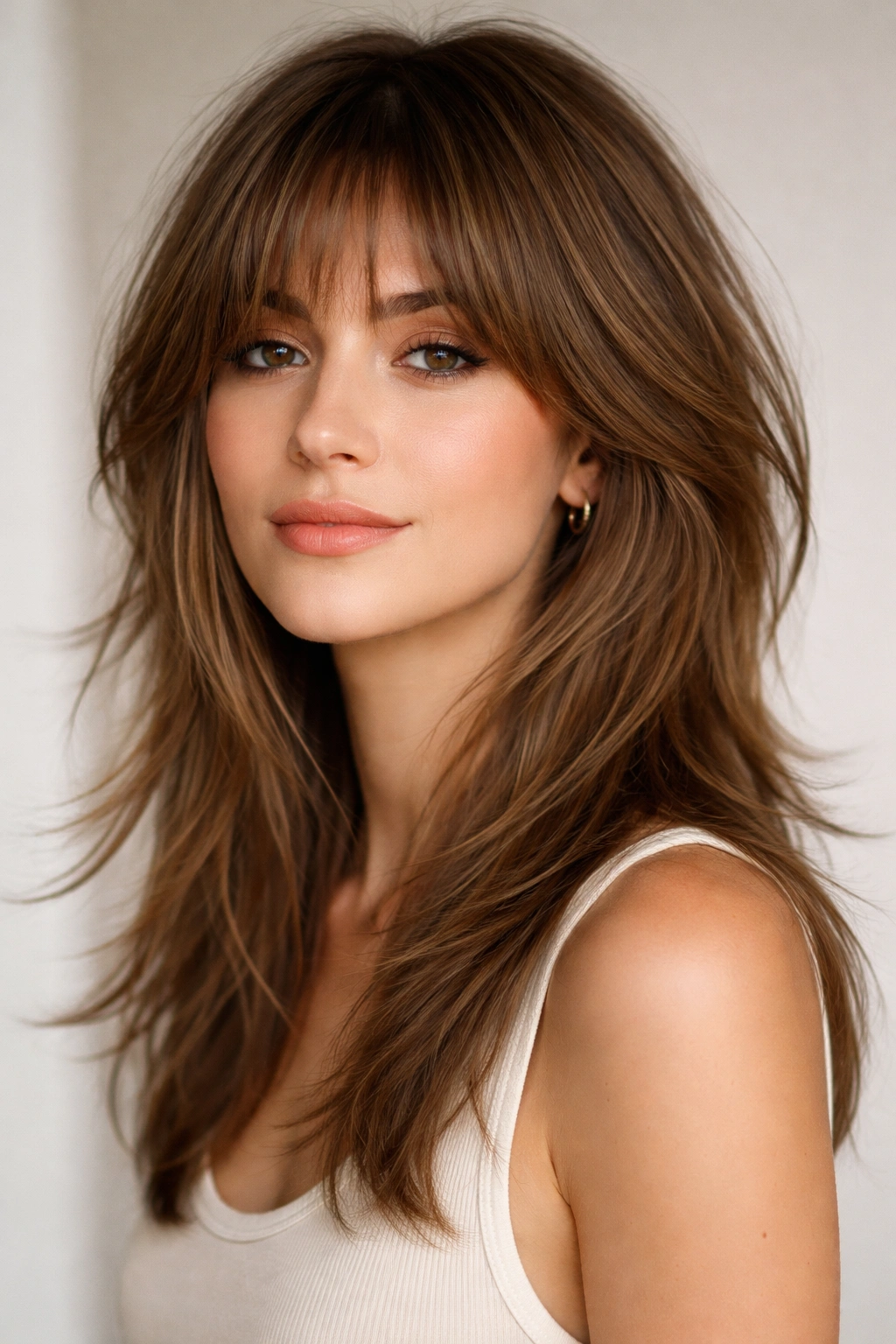15 Medium Shag Haircuts For Straight Or Wavy Hair 7 Close-up of a medium shag with graduated layers creating crown lift and blended ends.