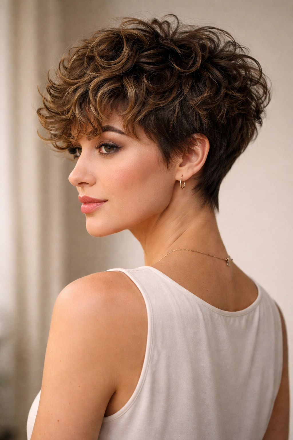 10 Curly Layered Short Cuts With Tons Of Bounce 9 Graduated layered pixie hairstyle on curly hair.