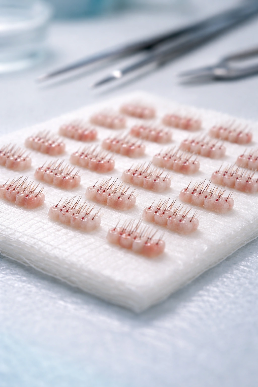 Close-up view of graft clusters illustrating per graft pricing concept
