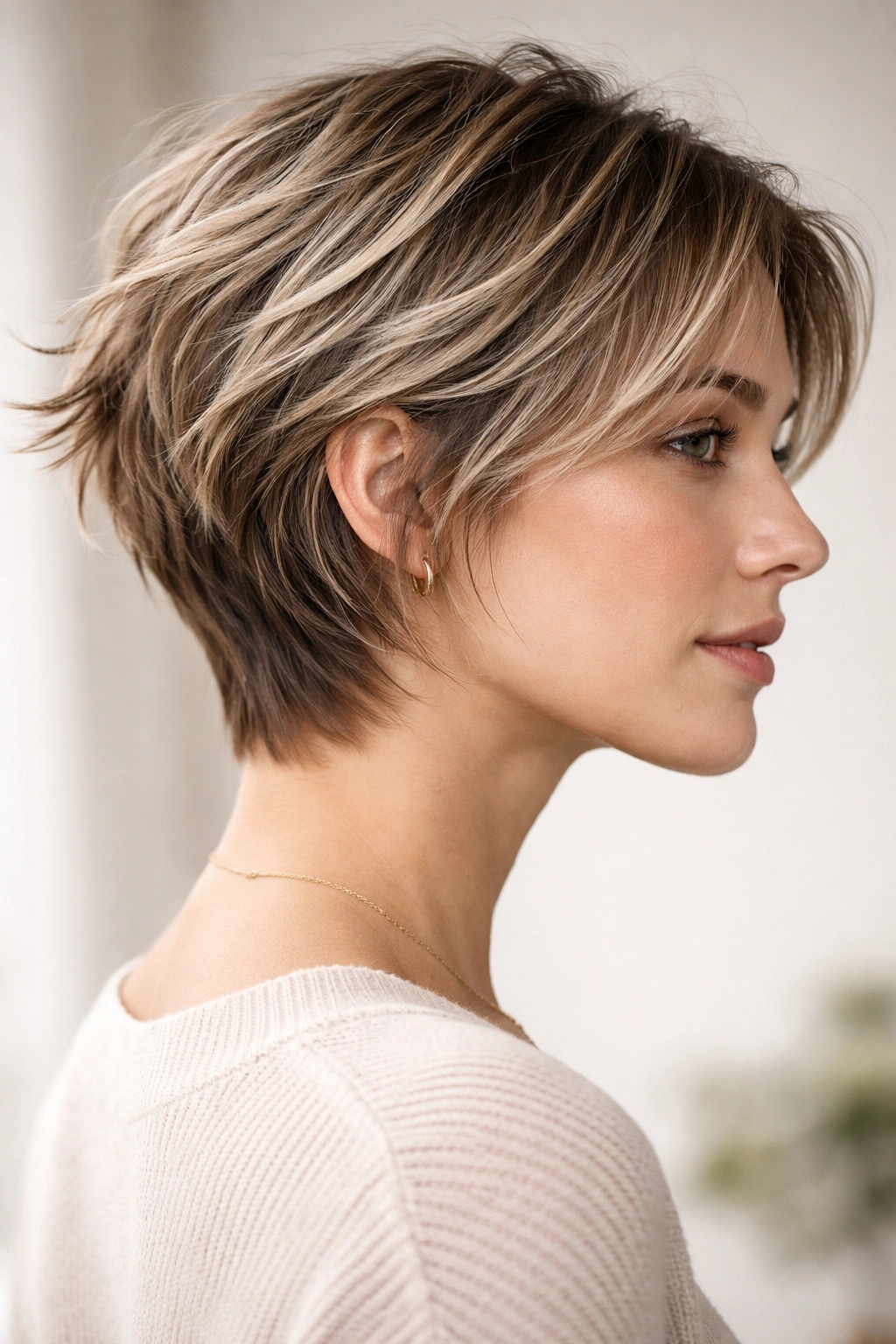 10 Short Haircuts That Grow Out Without Awkwardness 11 Portrait illustrating growth DNA with layered haircut lengths