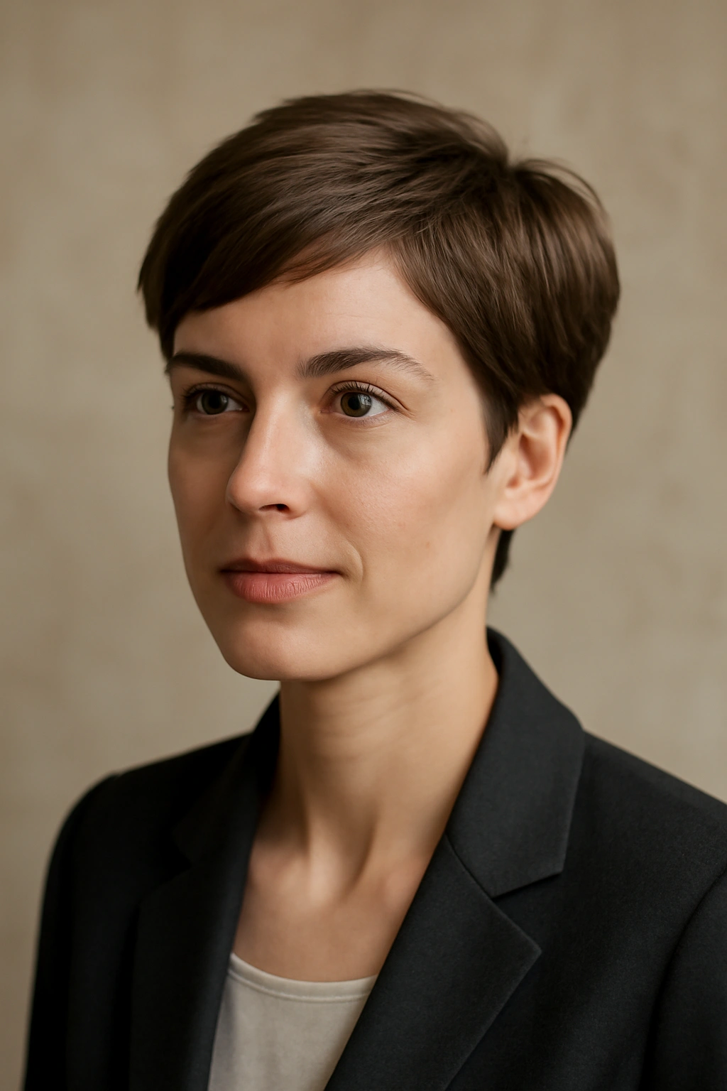 12 Polished Short Hairstyles for Women’s Job Interviews 9 Grown-out pixie with 2-3 inch top and tapered sides.