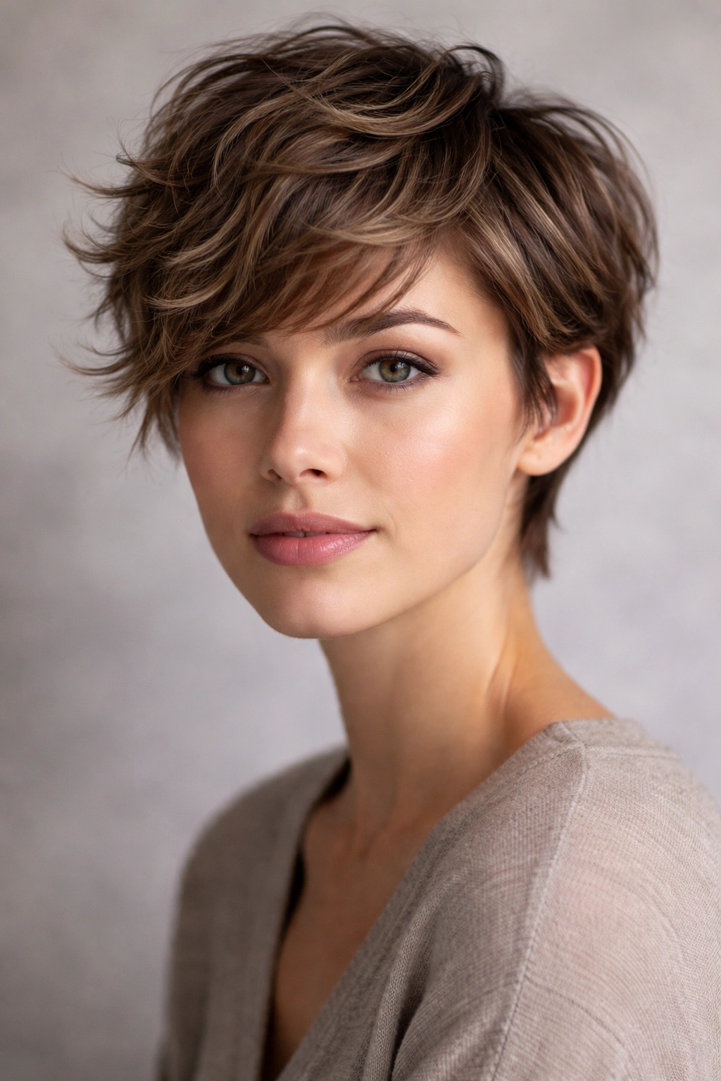 Wavy Pixie Cuts 12 Styles For Naturally Wavy Hair 8 Medium-length grown-out pixie with layered top on wavy hair in a studio
