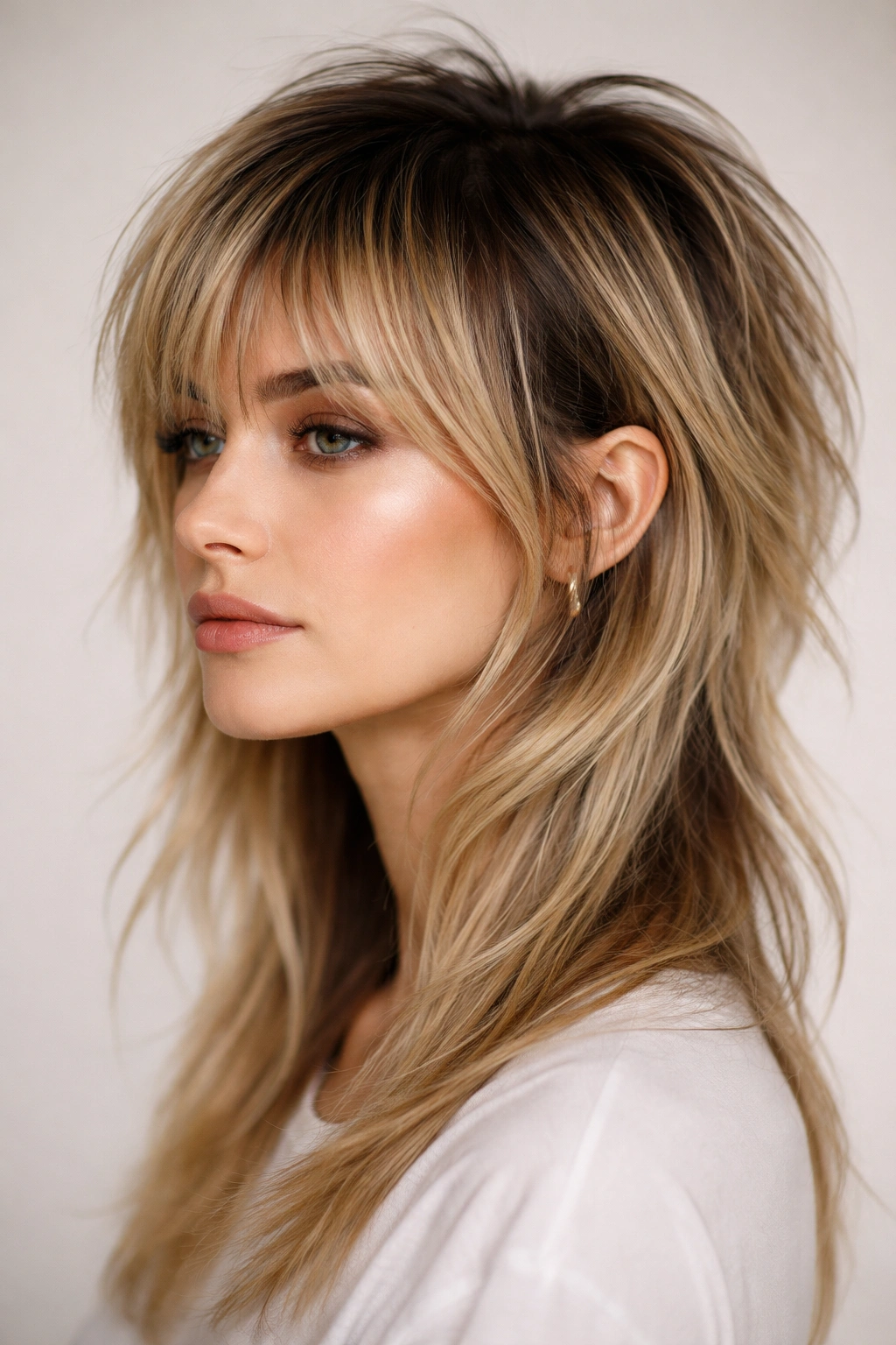 20 Flattering Mullet Cuts Women Are Requesting 18 Mullet with grown-out roots showing dark regrowth under light lengths
