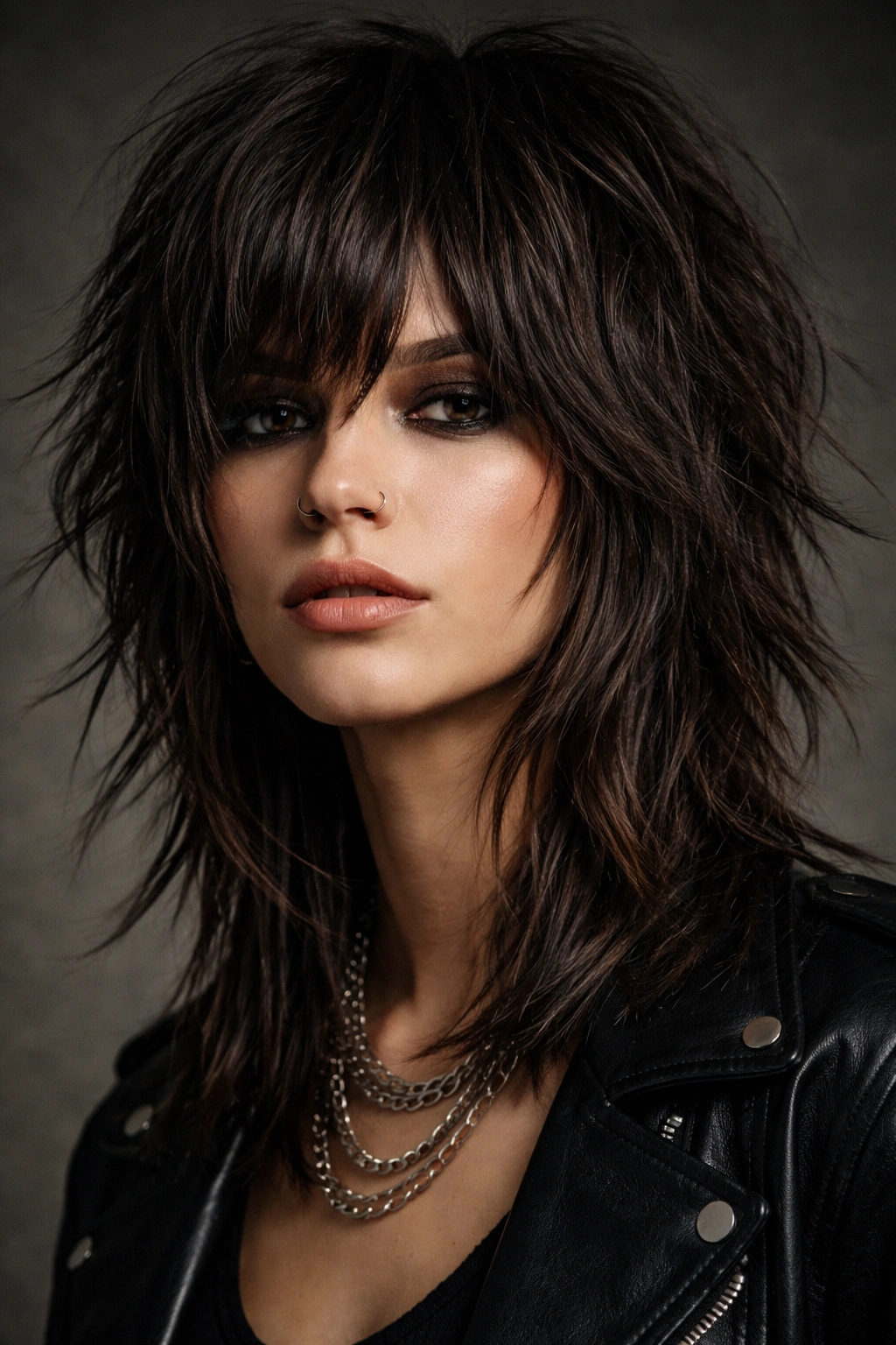 Grunge textured shag with chunky undone layers