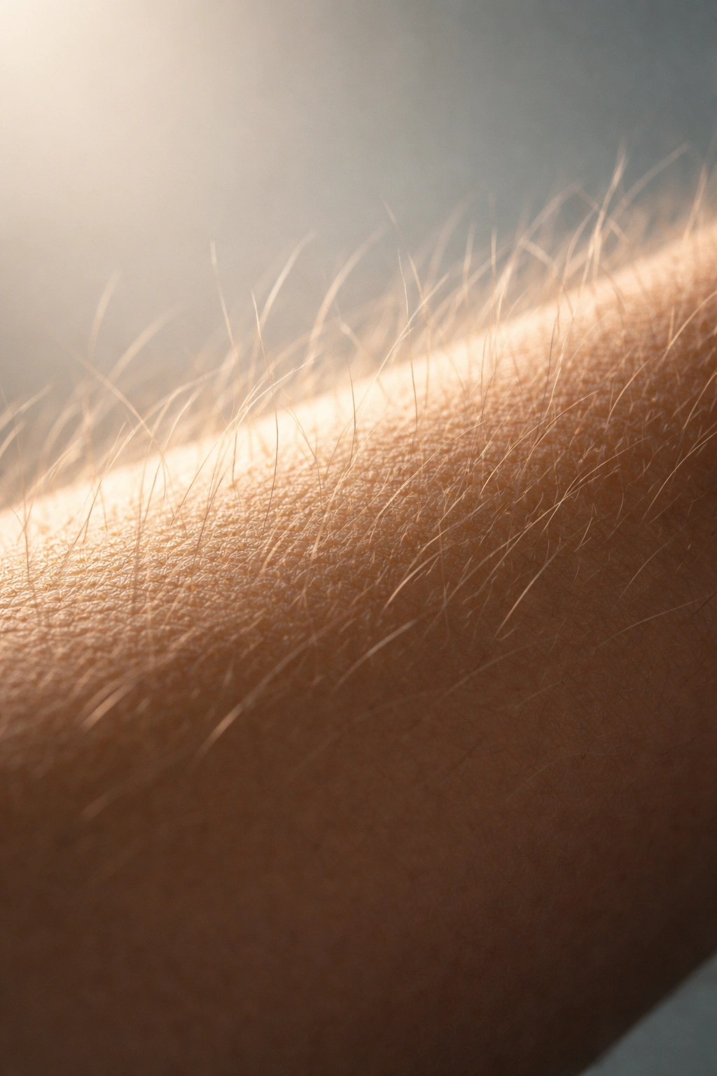 Macro close-up of skin with hair illustrating hair's biological functions beyond cosmetics