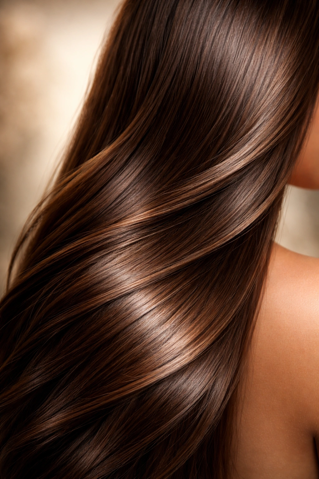 Frizz-free shiny hair strand showing fullness and health